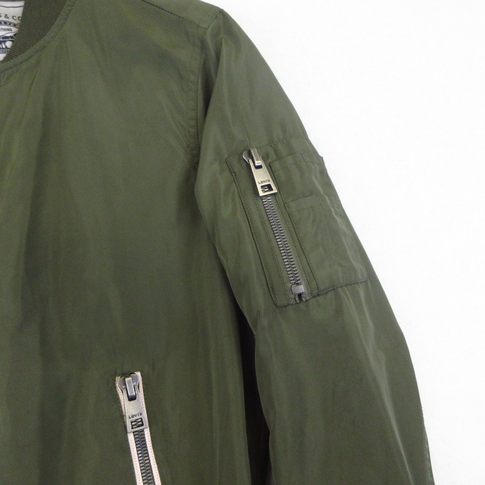 Levis Bomber Jacket Womens L Green MA-1 Style Zip Up Utility Lightweight EUC - Picture 6 of 12